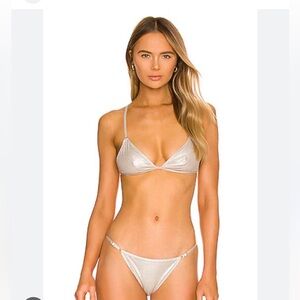 Solid & Striped Lulu Bikini Set Foiled Pebble Metallic – Size M – NWT